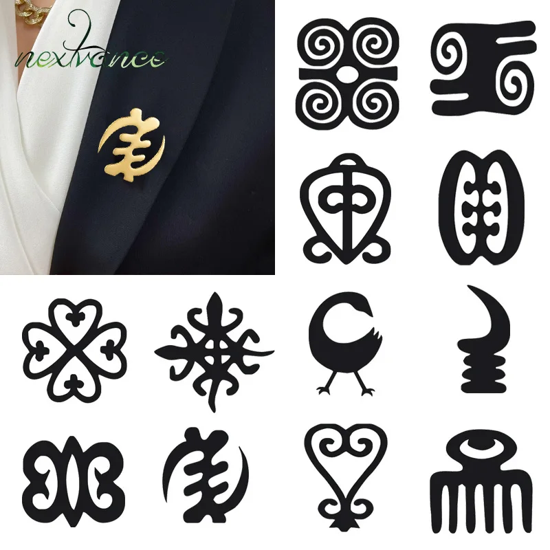 Nextvance Classic African Symbol Big Brooch Stainless Steel Amulet Adinkra Gye Nyame Hyperbole Ethnic For Women Jewelry Gifts