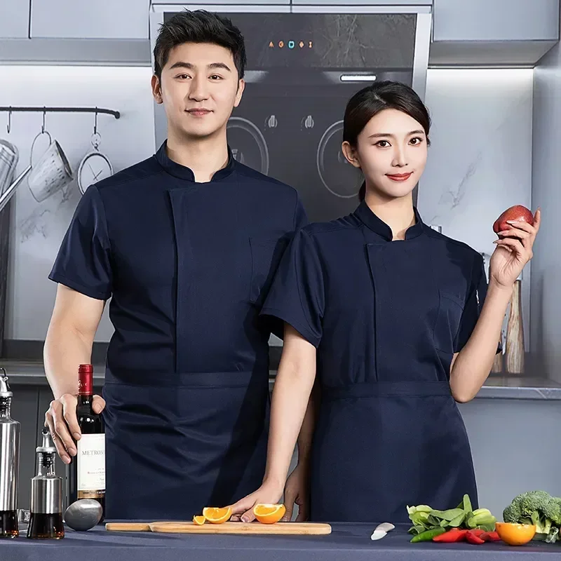 Cooking Workwear Men Coat Black Casual Uniform Catering Shop Coffee Top Chef Clothes Waiter Jacket Restaurant Work