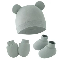 Nette Baby Hut Neugeborenen Motorhaube Handschuhe Socken Set Beanie Hüte Ohr Form Neue Geboren Geschenk Fotografie Requisiten Infant Mode Zubehör