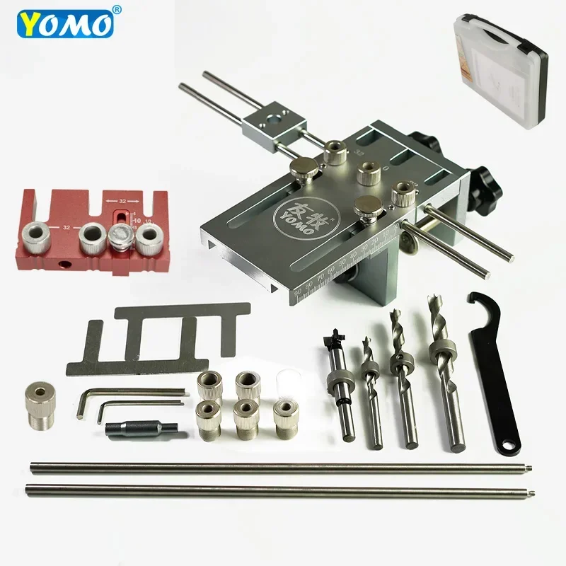 Nuovo Nuovo Legno Tassello Jig Lavorazione Del Legno Guida di Foratura Kit Localizzatore Tassello Maschere Kit Per Mobili Armadio Collegamento MD590