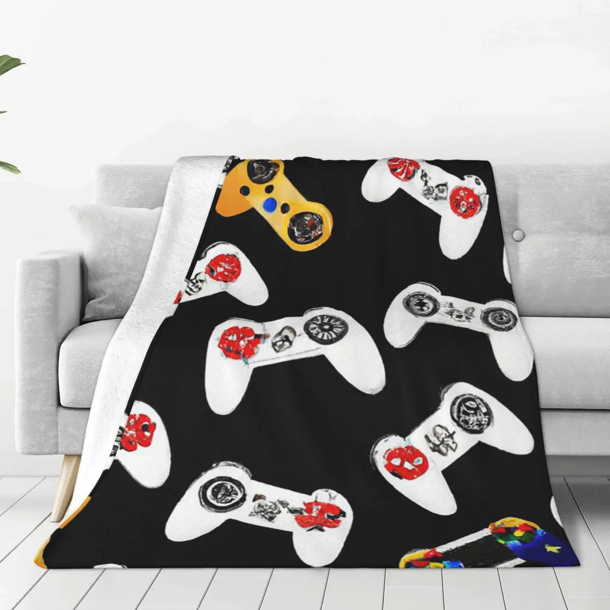 Gaming Controllers Pattern Blanket Flannel Warm Sofa Throw Blankets For Home Bedroom Outdoor Throws Bedspread Quilt