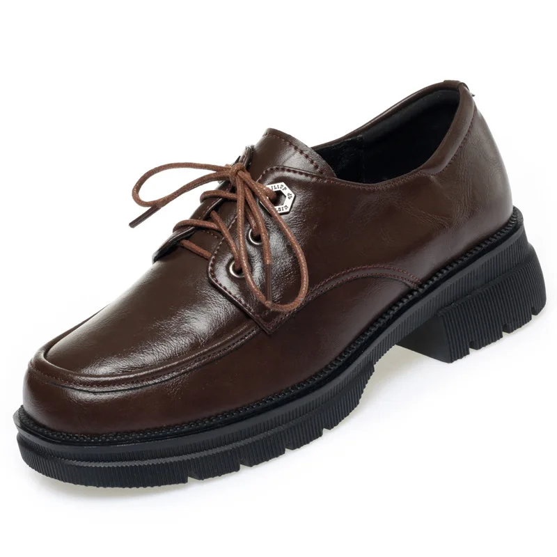 

Универсальные дышащие удобные туфли из натуральной кожи 4,5 см, туфли на квадратном каблуке, осень 202, женские туфли-оксфорды, офисная обувь для мамы и работы