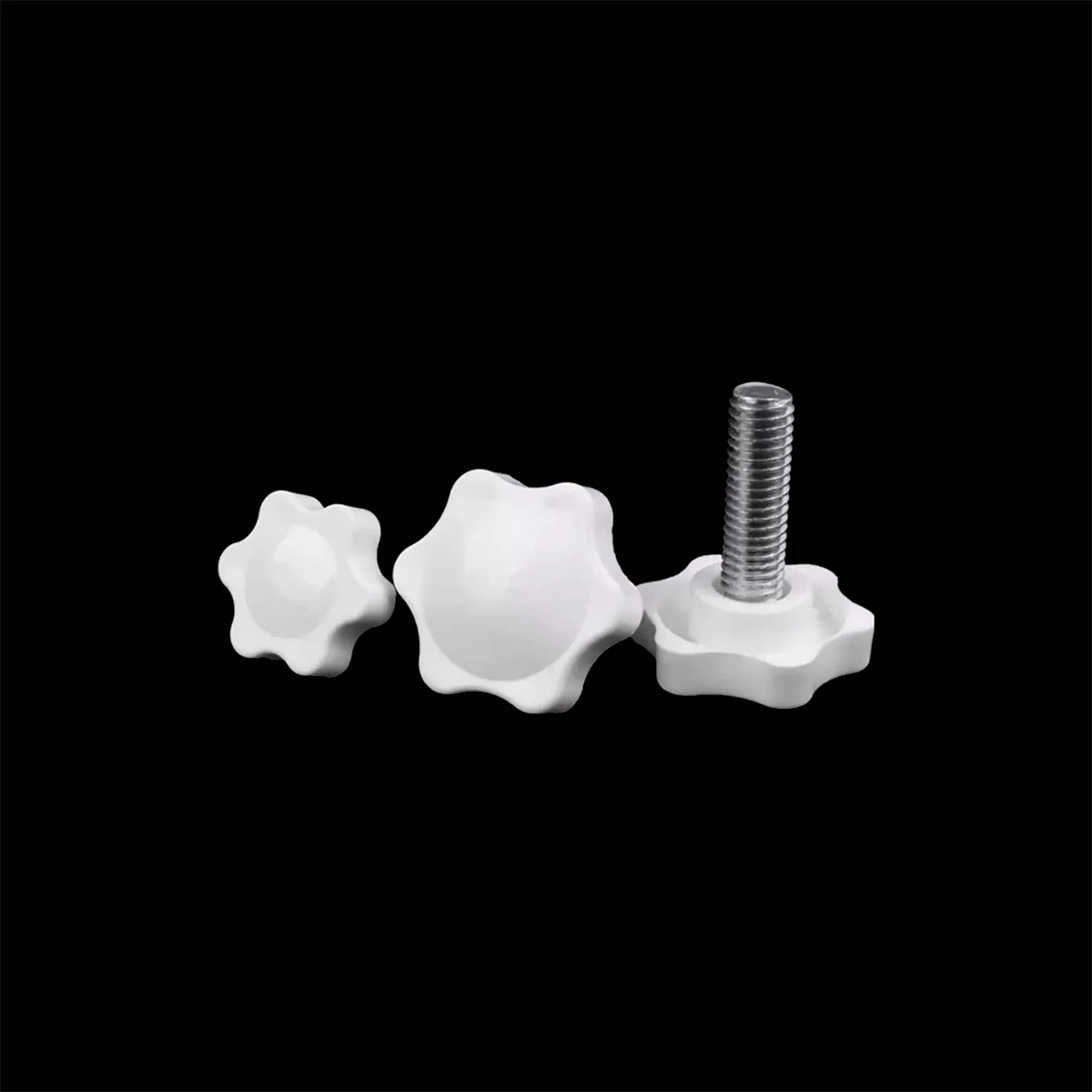 

White Plum Blossom Hexagonal Star Plastic Head Handle Knob Bolt M4M5M6