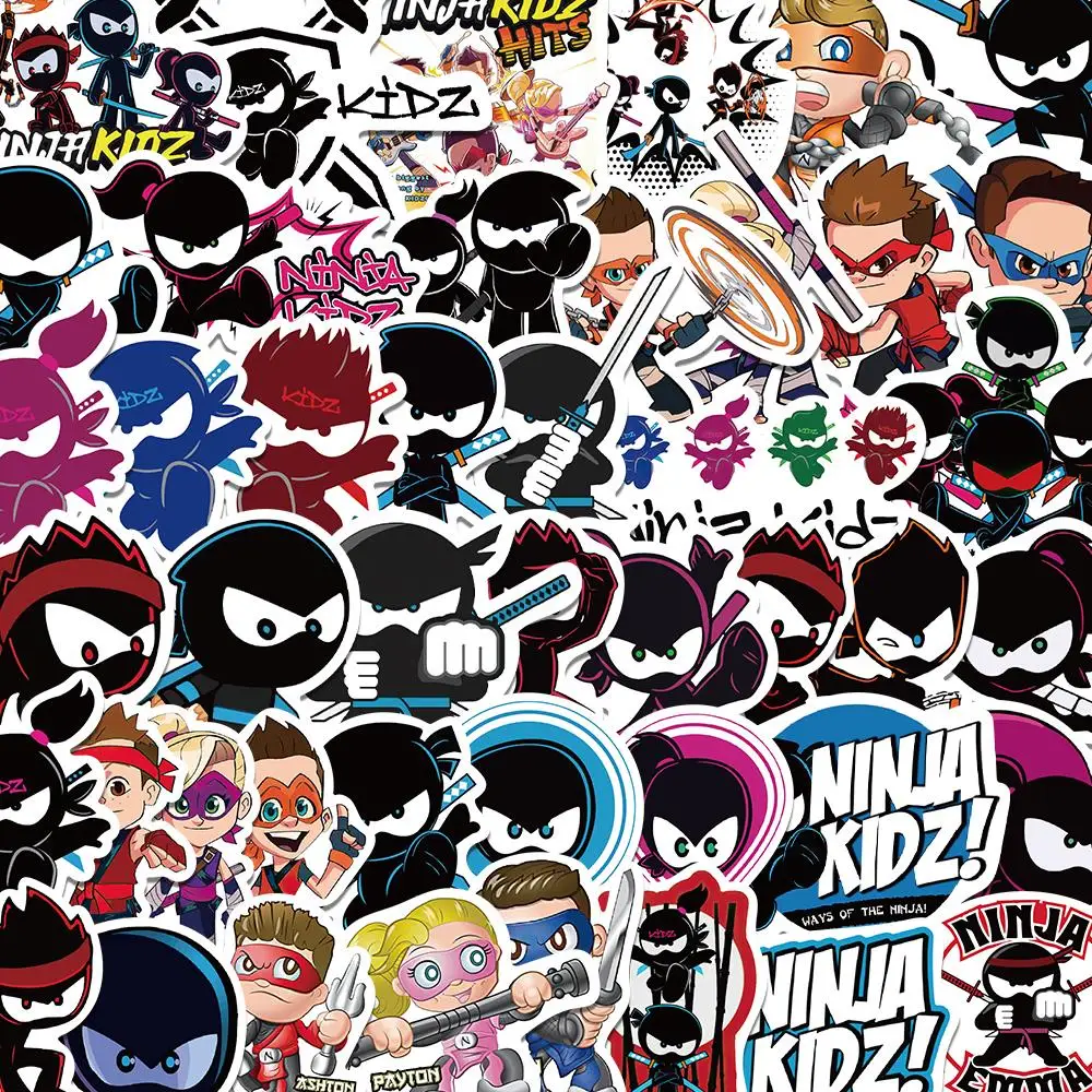 50Pcs Cute Ninja Stickers Cartoon Waterproof Decals for Laptop Guitar Bike Skateboard Luggage Phone Gift for Kids Birthday