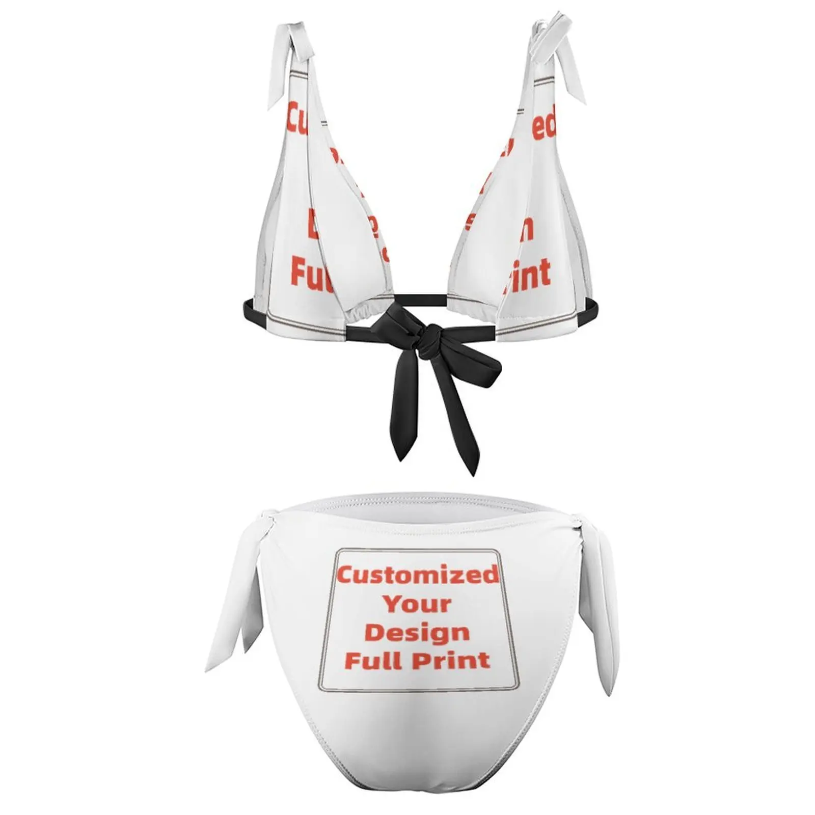Customized Women Bikini Set - Two Piece Swimsuit Low Rise Bathing Suit Knot Tie Bikini