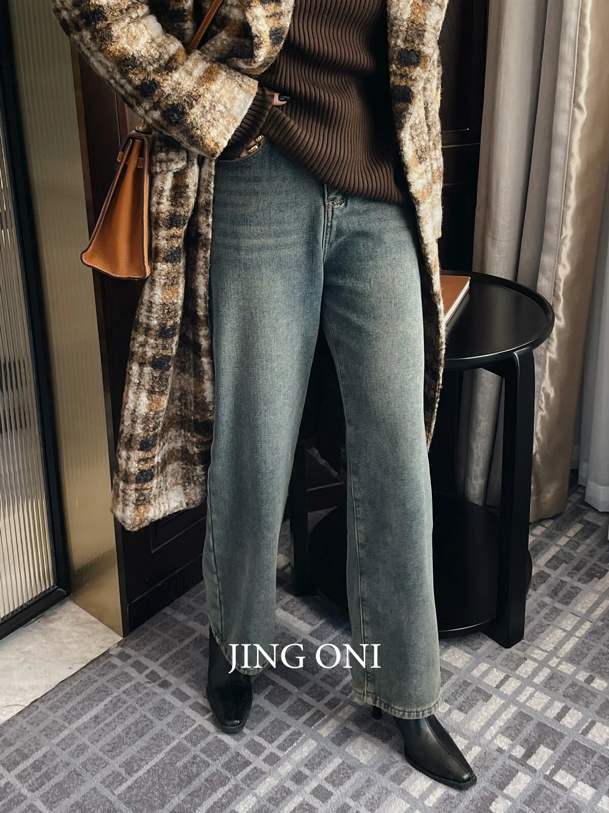 Jeans Cargo Pants Woman Clothing 2023 Y2k Korean Fashion Style Vintage Winter Elegant High Waist Wide Leg Trousers Dongdaemun