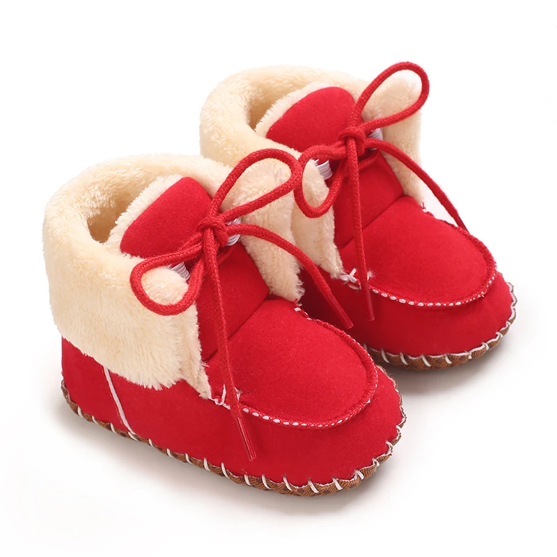 Autumn and Winter Baby Plush Thick Warm Cotton Shoes 0-18 Months Soft Soled Comfortable Non Slip Boots