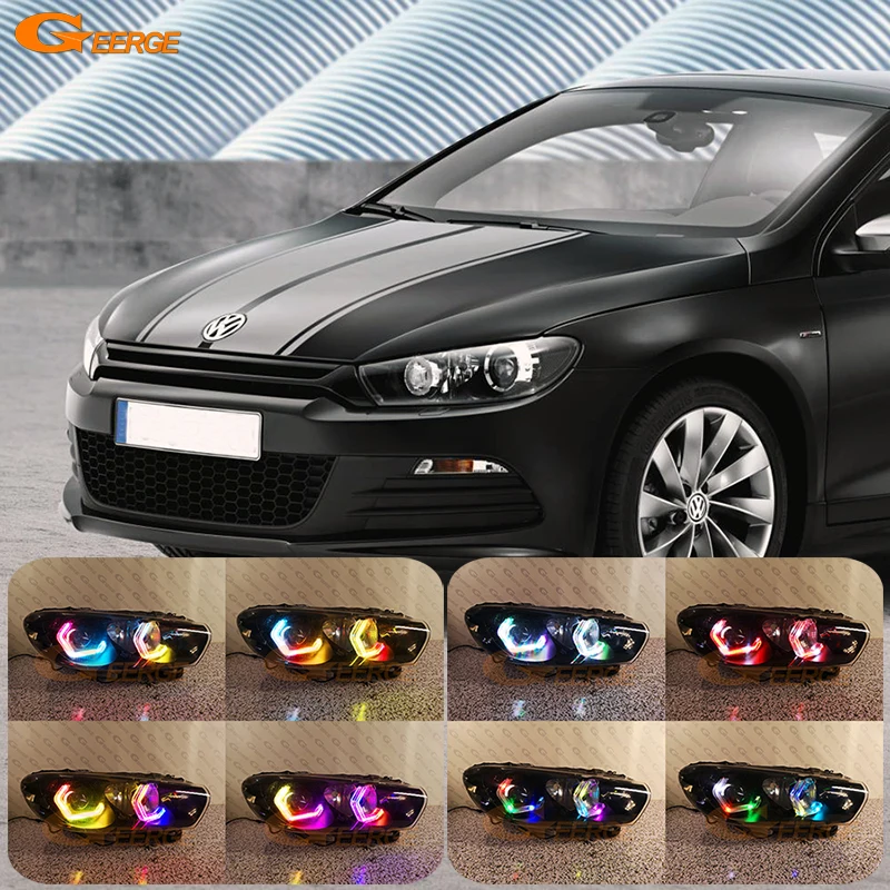 For Volkswagen VW Scirocco III Mk3 Crystal Concept M4 Iconic Style Dynamic Sequential Multi Color RGB LED Angel Eyes Halo Rings