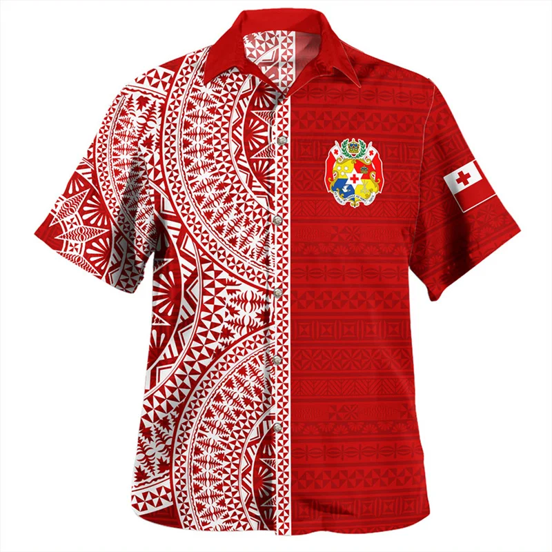 3D The Kingdom Of Tonga National Flag Printing Shirts Men Tonga Emblem Coat Of Arm Graphic Short Shirts Vintage Shirts Clothing