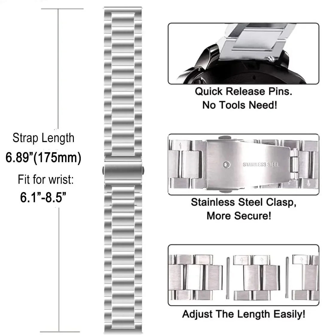 20 22mm para redmi relógio 5 correa ativa 2 pçs pulseira de metal para redmi relógio 5 lite xiaomi relógio s4 esporte s3 banda de negócios