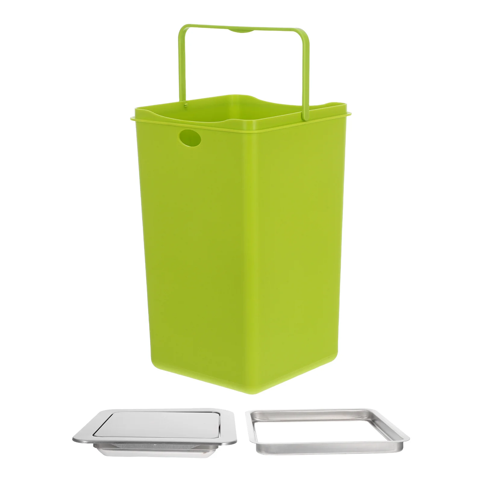 

1Set Embedded Countertop Trash Can Swing Lid Modern Space Saving Kitchen Bathroom Washroom Embedded Garbage Bin