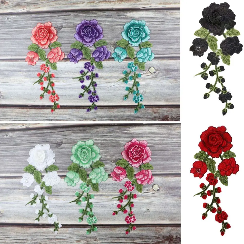 Patchs Brodés Colorés à Repasser, Autocollant pour Vêtements, Longue Ficelle de Fleurs, DIY