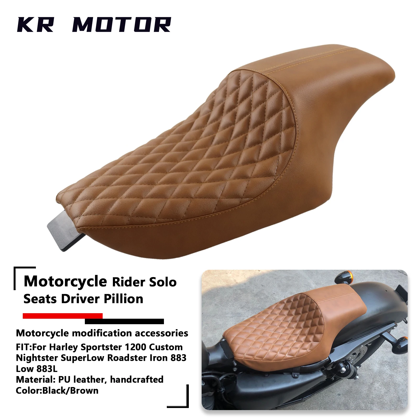 

Fit For Harley Sportster 1200 Custom Nightster SuperLow Roadster Iron 883 Low 883L Motorcycle Solo Rider Driver Lengthen Seats