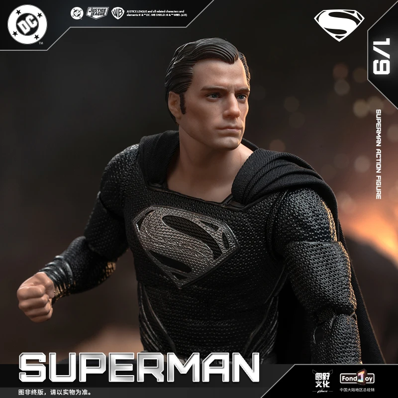 Original FondJoy Black Superman 2.0 Action Figure DC Zack Snyder'S Justice League Figures 1/9 Super Man PVC Model Doll Toy Kid