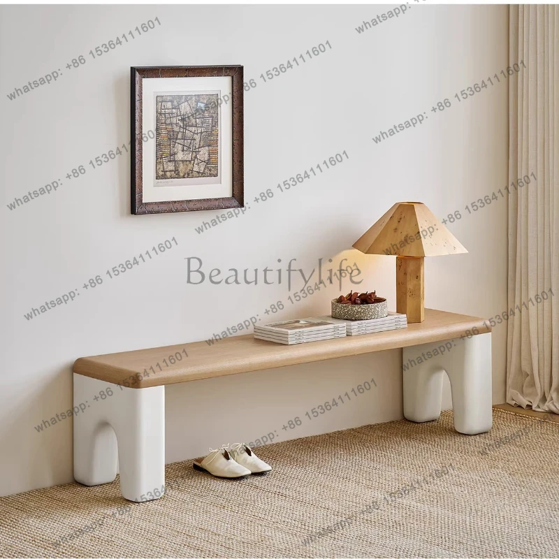 

LJYФранцузский бревенчатый ресторан в кремовом стиле, скамейка из цельного дерева, прикроватный табурет, табурет для смены обуви