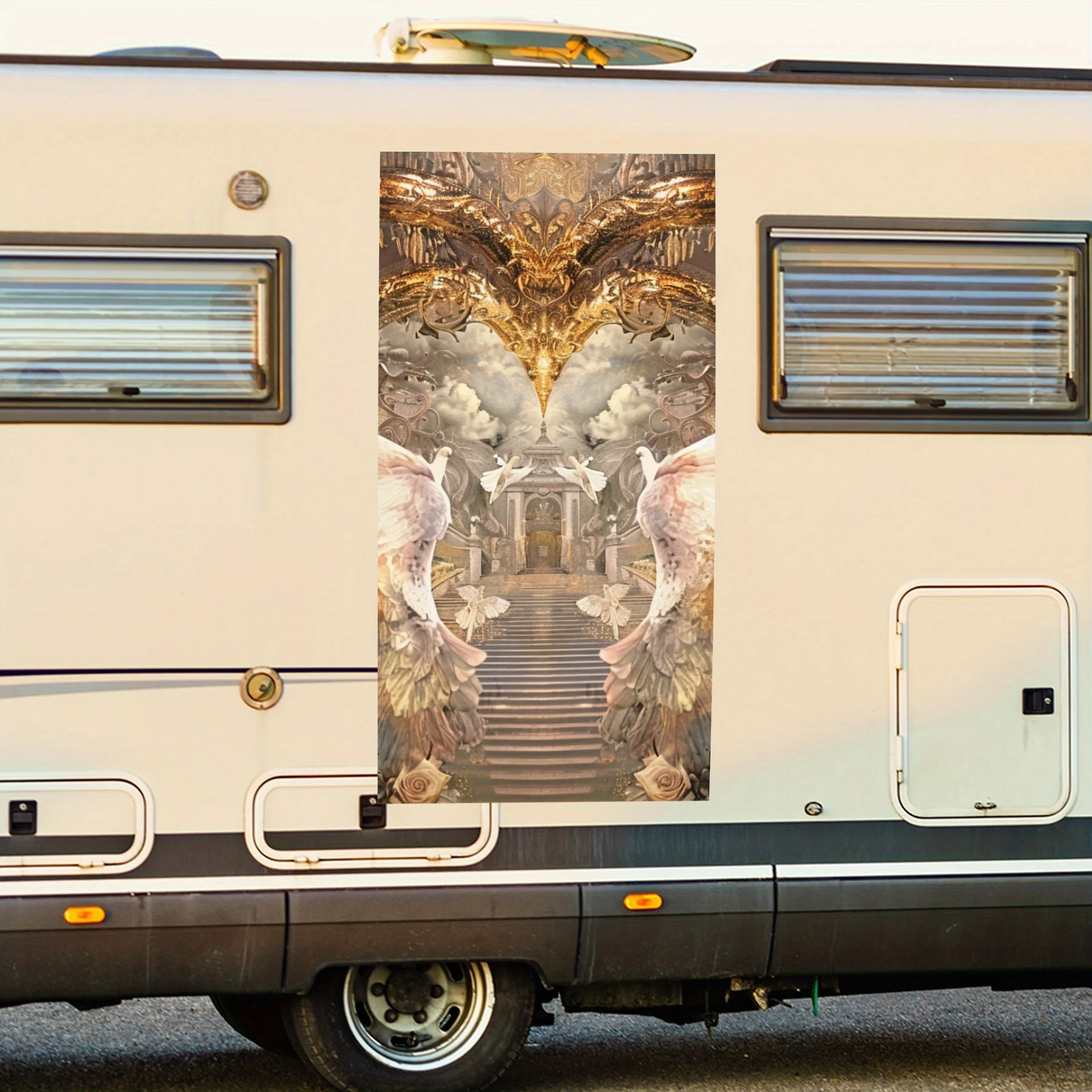 

Heart Wings with Roses ArtCar Sticker,Vinyl decal on the side of the motor home, waterproof self-adhesive vinyl sticker on the s