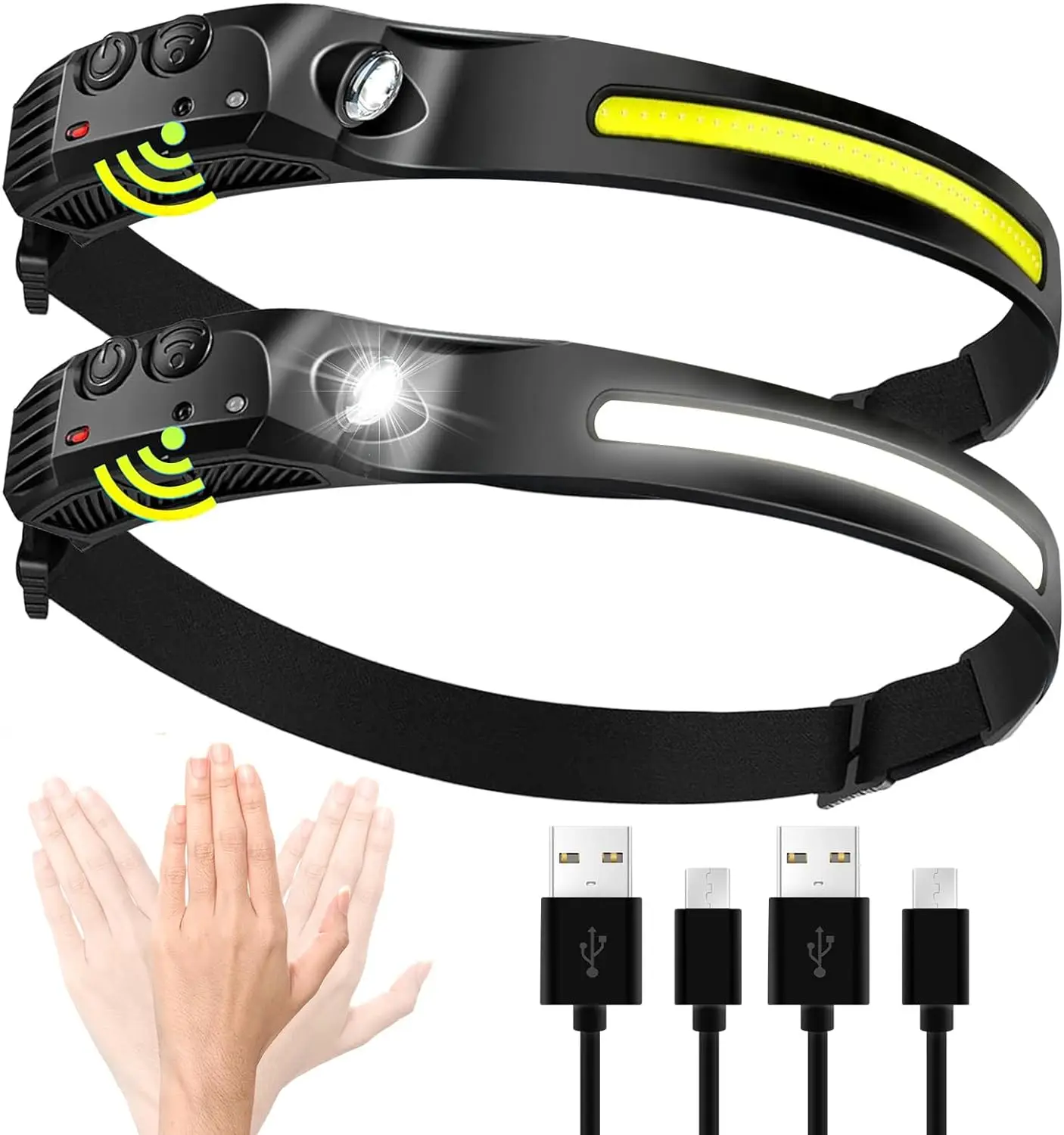 

LED Headlamp Sensor Headlight With Built-in Battery Head Flashlight USB Rechargeable Work Light Head Lamp Super Bright Torch