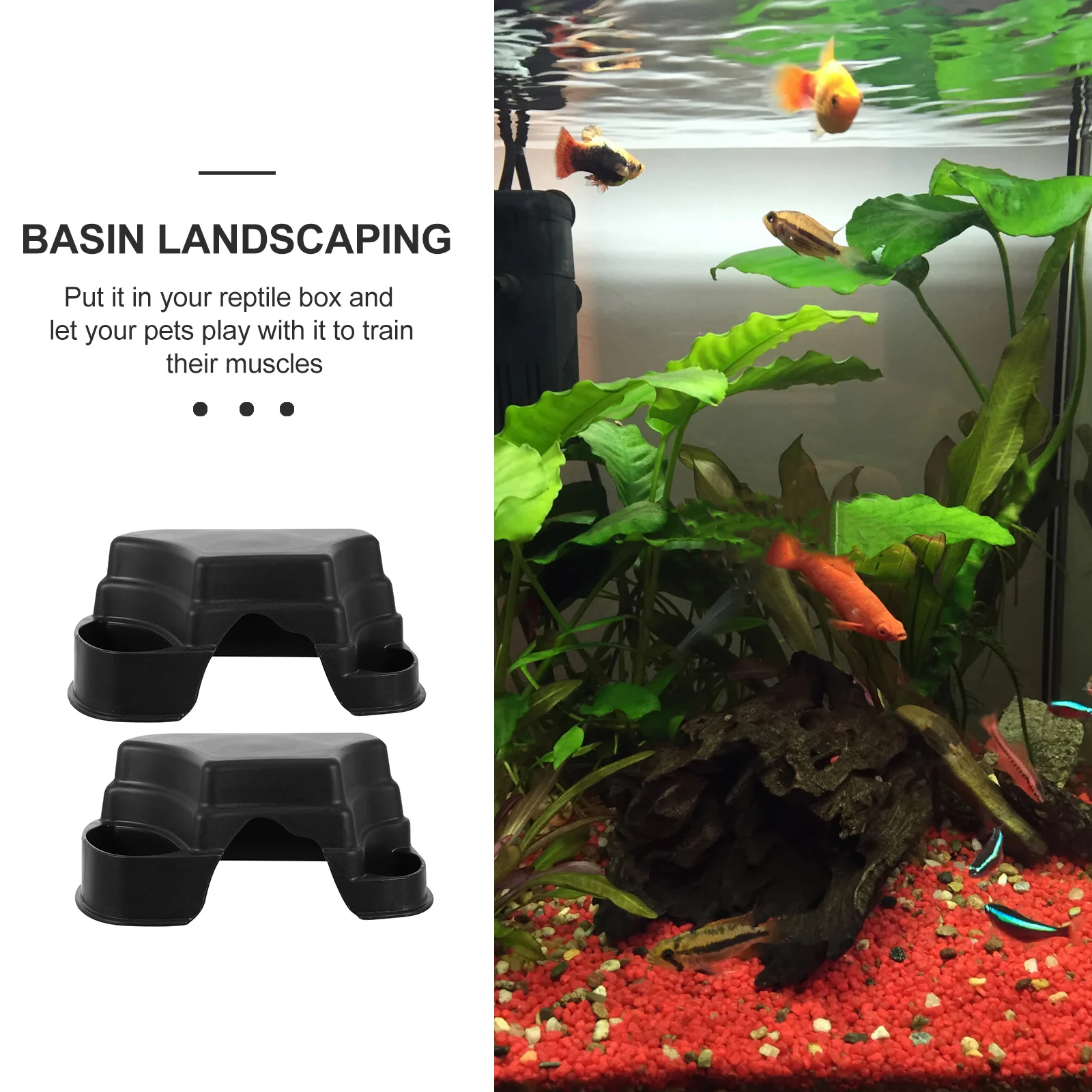 

2pcs Plastic Reptile Hideout Tortoise Feeding Cave Reptile Box Adornment Hiding Platform For Snake Lizard Gecko Habitat Decor
