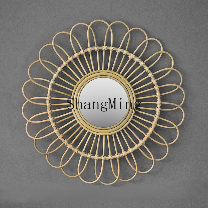 HJ B & B wall characteristic decorative mirror rattan pendant hotel bathroom mirror