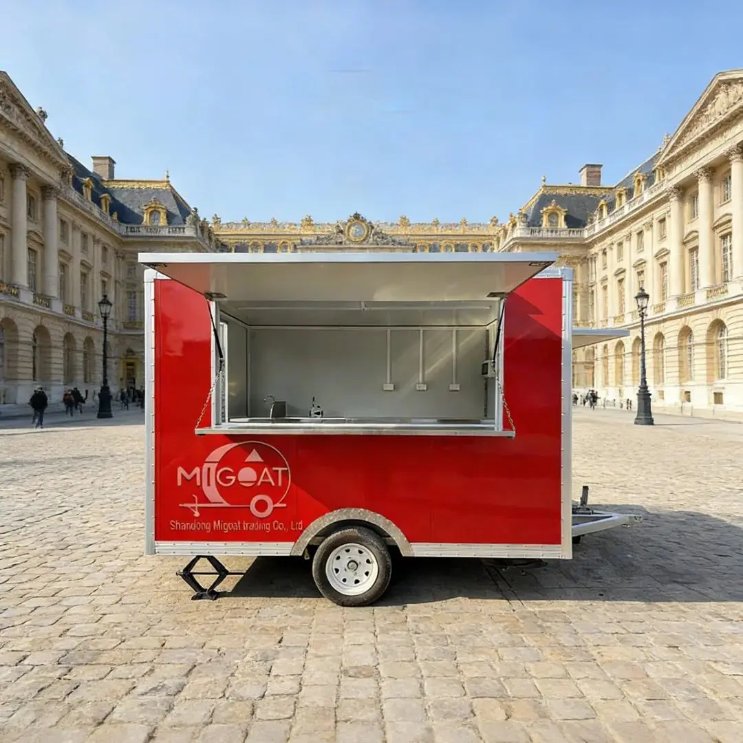 

Commercial Mobile Food Cart Snack Trailer with Stainless Steel Workstation Multi-Function Food Selling Trolley for Business Use
