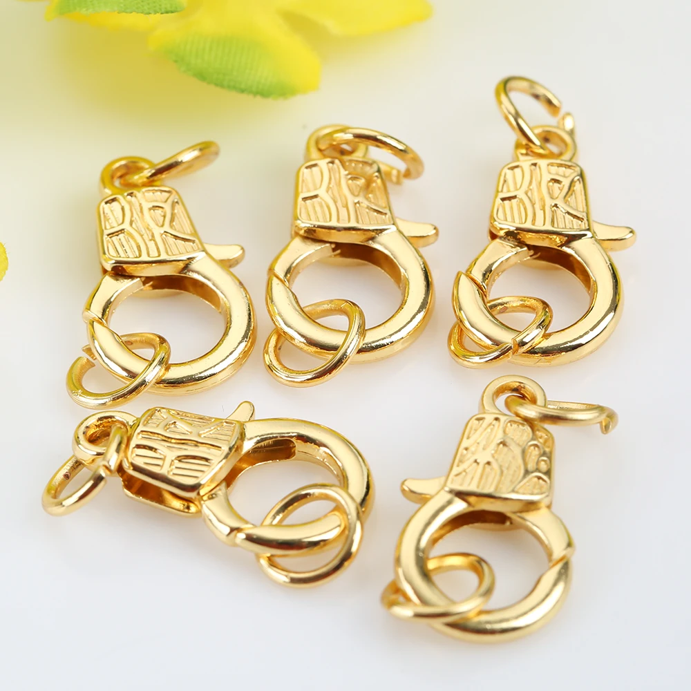 18k Package Gold Color Guaranteed Lobster Clasp Diy Jewelry Bracelet Necklace Closure Connection Clasp Simple Semi-Finished