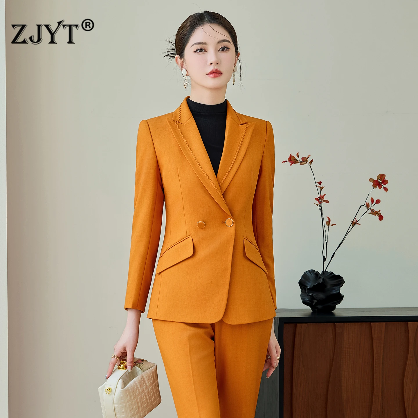 

ZJYT Autumn New Blazer Set Women 2 Pieces Office Lady Workwear Outfits 2025 Fashion Business Chic Formal Jacket Trousers Suits