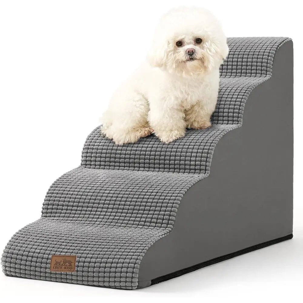

Pet Stairs 22.6 H, 5-Step Ladder for Small Dogs, Cats, and Older Pets, High-Density Foam, Lightweight & Durable, 15.7x33x22.6 in