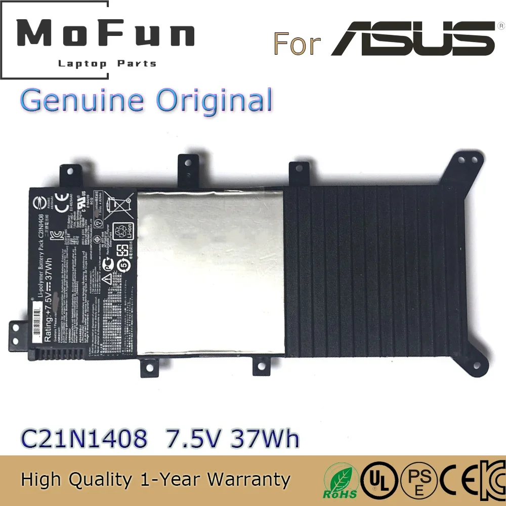 

Brand New Original C21N1408 7.6V 37Wh Laptop Battery for Asus VivoBook 4000 V555L MX555 A555U K555U F555LA-XX657T etc.