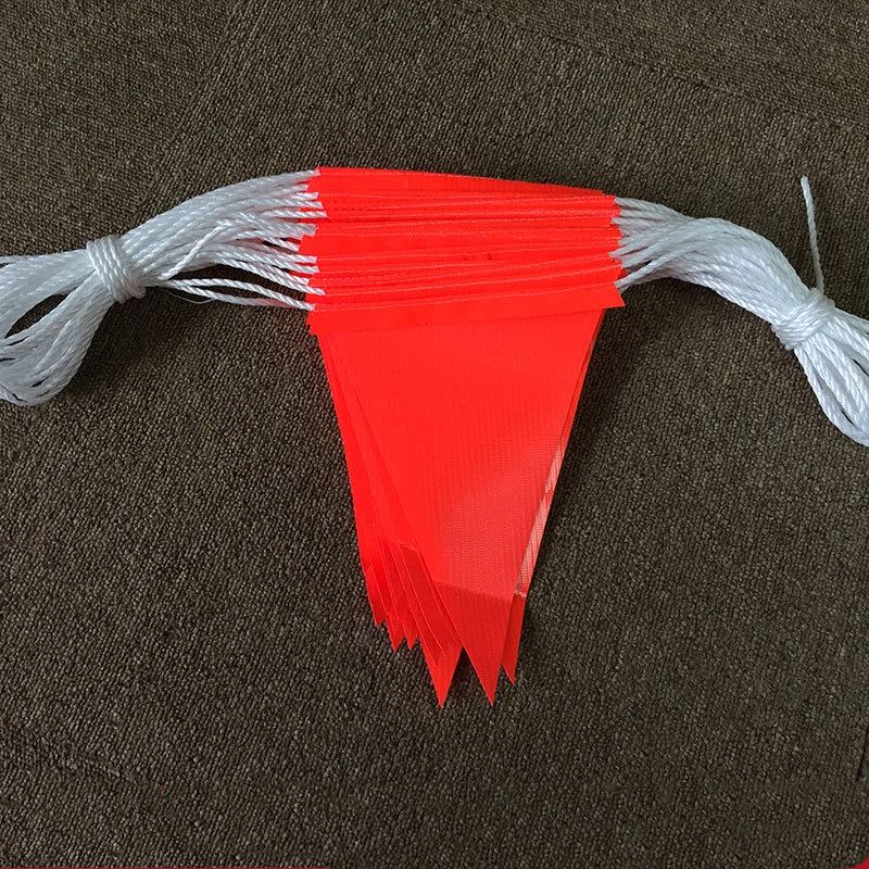 30 Meters Hard Rope With PVC Plastic Flag Banner Garlands Birthday Bunting Pennant Party Wedding Decor 45 Pcs Of Orange Red Flag