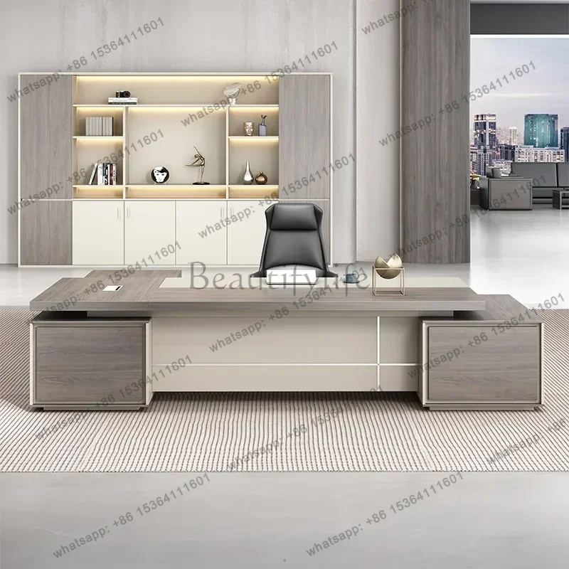 LJY Modern President Manager Supervisor Table Single Office Furniture L Shaped Computer Desks With Drawers And Chair﻿﻿ Luxury Bo