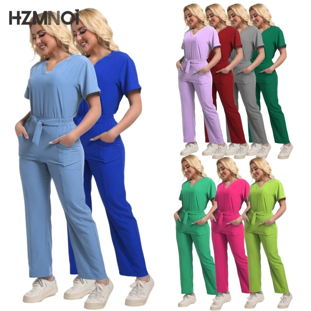 Surgical Uniform for Women Elastic and Comfortable Tops Pants Suits Hospital Dentist Nursing Workwear Pet Veterinary Scrubs Sets