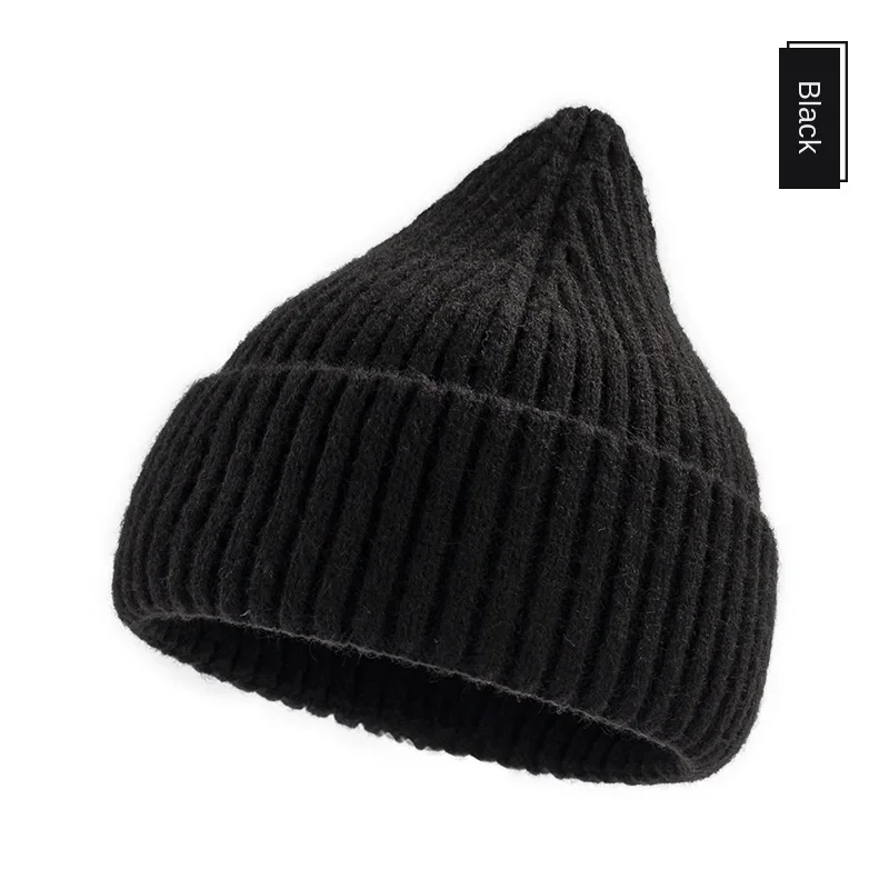 Unisex Warm Soft Knitted Hats Men\'s Winter Hats Women\'s Skull Hats Girls Solid Color Beanies