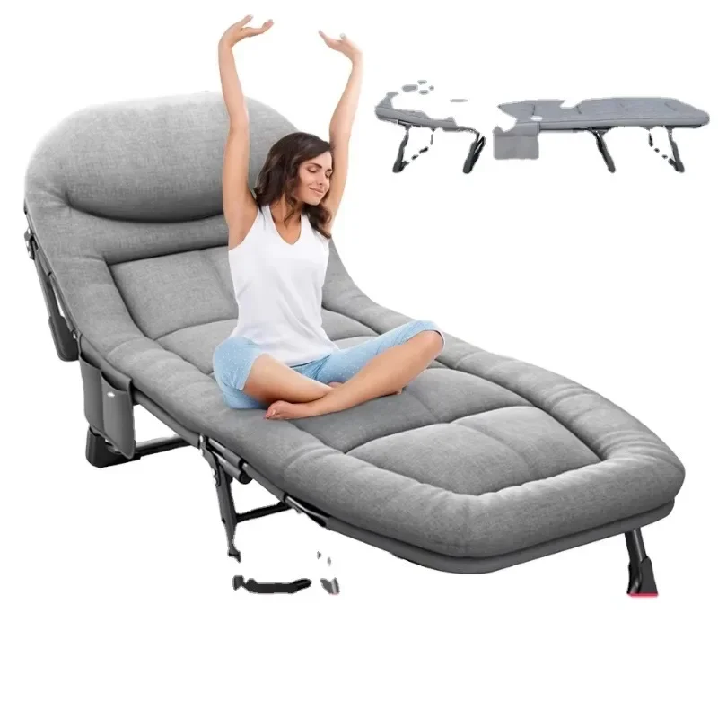 

Sleeping Cots for Adults 6 Positions Portable Foldable Bed with Mattress and Pillow Heavy Duty Sturdy Frame for Camp Home