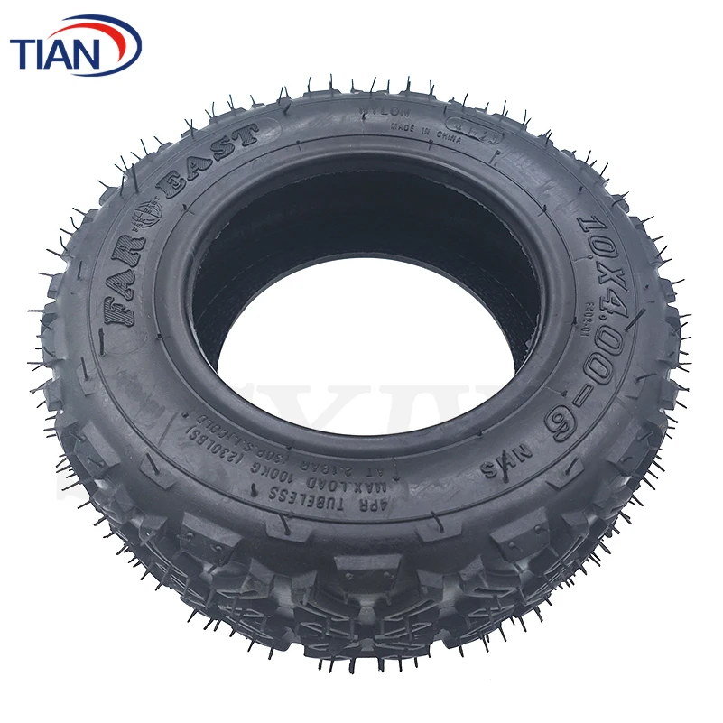 10x4.00-6 Off-Road Vacuum Tire with Air Valve for Electric Scooter 10 Inch 3.50-6 90/65-6 Widened Wear-resistant Tubeless Tyre