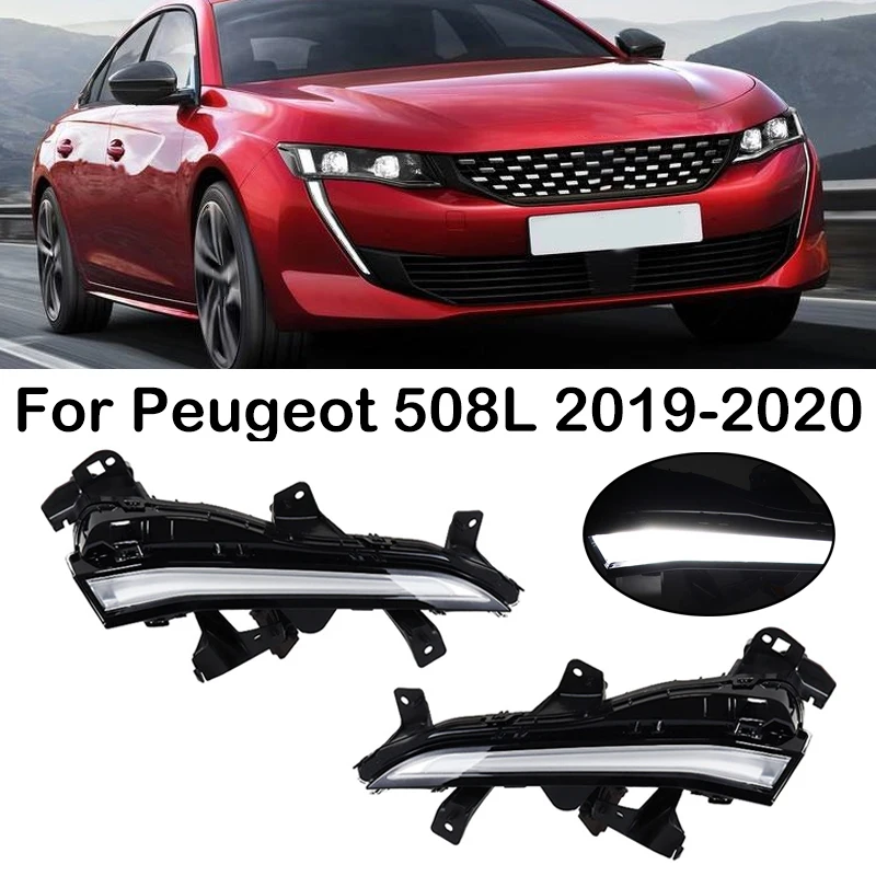 For Peugeot 508L 2019 2020 LED Front Daytime Running Light DRL Turn Signal Light Fog Light Driving Lamp 1638037880 1638037780