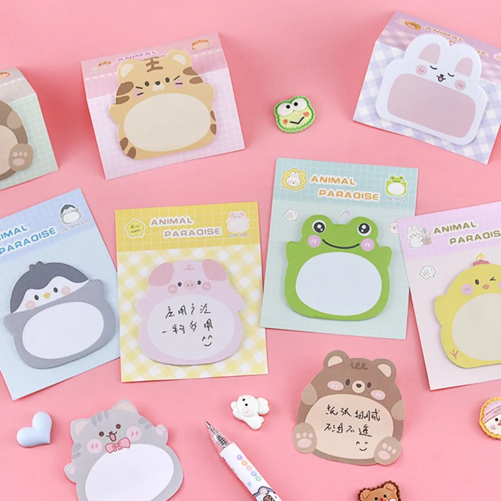Self-stick Notes Animal Sticky Notes Thickened Stickers Notepad Cartoon Adhesive Memo Pads Bear Rabbit