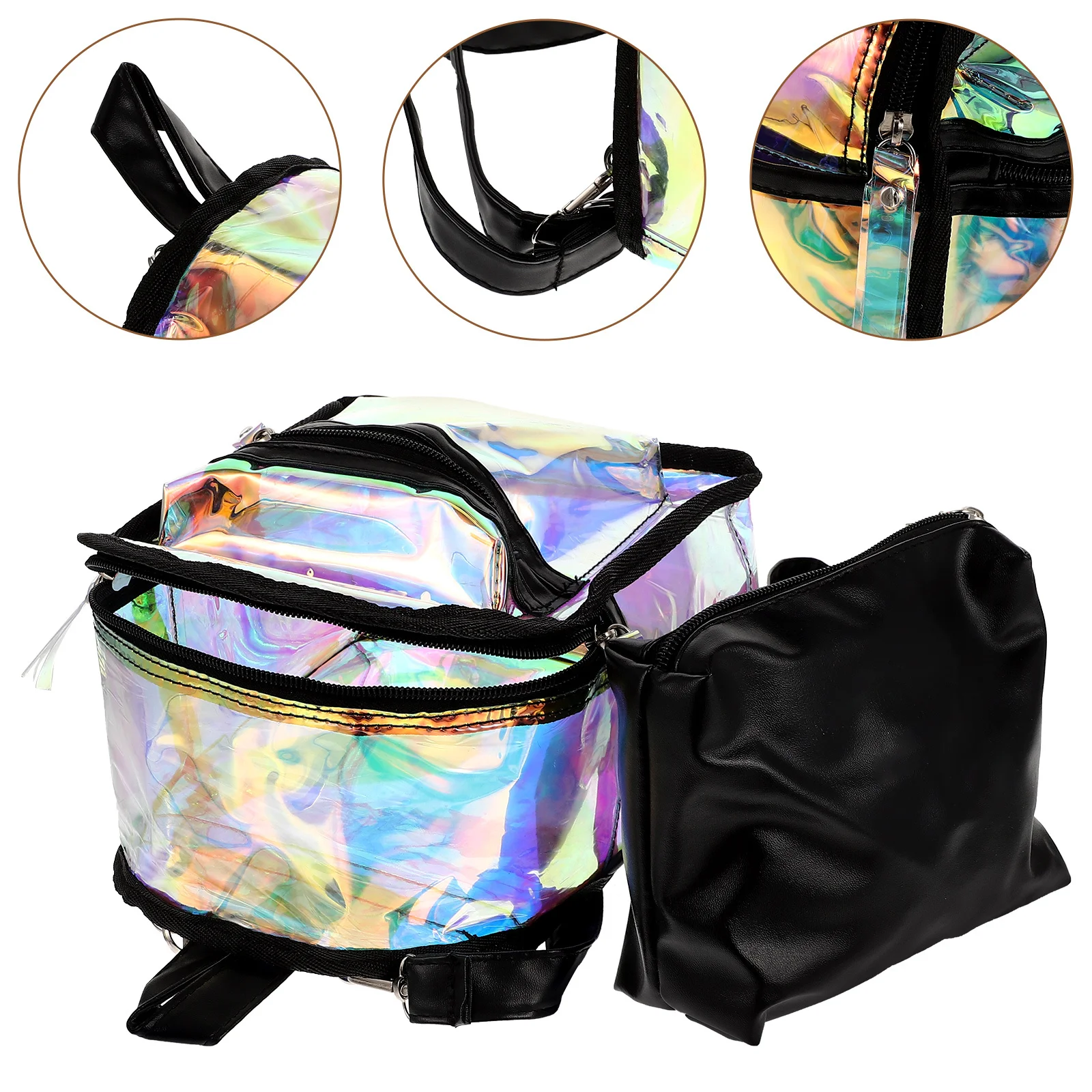 Dazzling Backpack Black Unique Design Light Weight Zipper Closure For Girls Casual Travel Camping Shopping Short Trip Bag