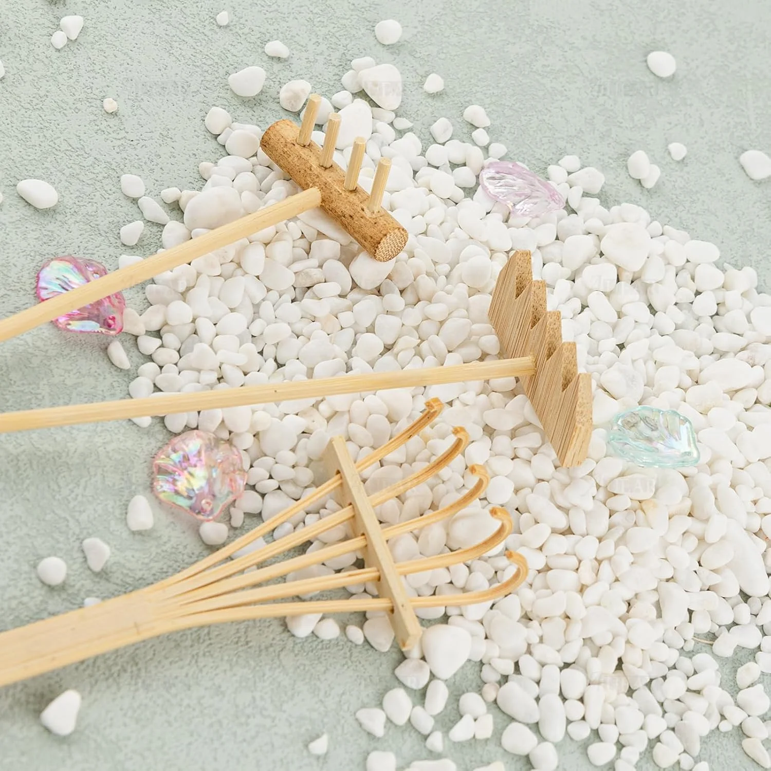 , Set of  Mini  Sand Rakes Bamboo Rock Garden Sand Tray Rake Tools for  Office Table