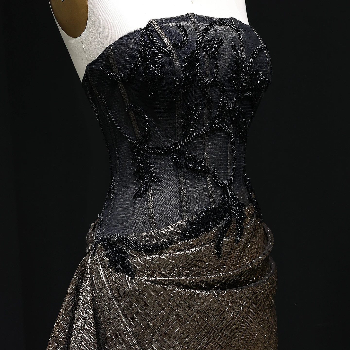 شارون سعيد فستان سهرة بدون حمالات ترتر مع عقدة سوداء للنساء فستان زفاف رسمي SS241 مخصص