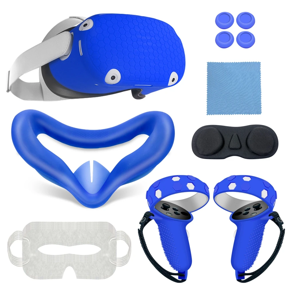 3สีสำหรับ Oculus Quest 2ป้องกันเลนส์ป้องกันการรั่วซึมจมูก Pad VR อุปกรณ์เสริม7ชิ้นชุด VR Shell Cover