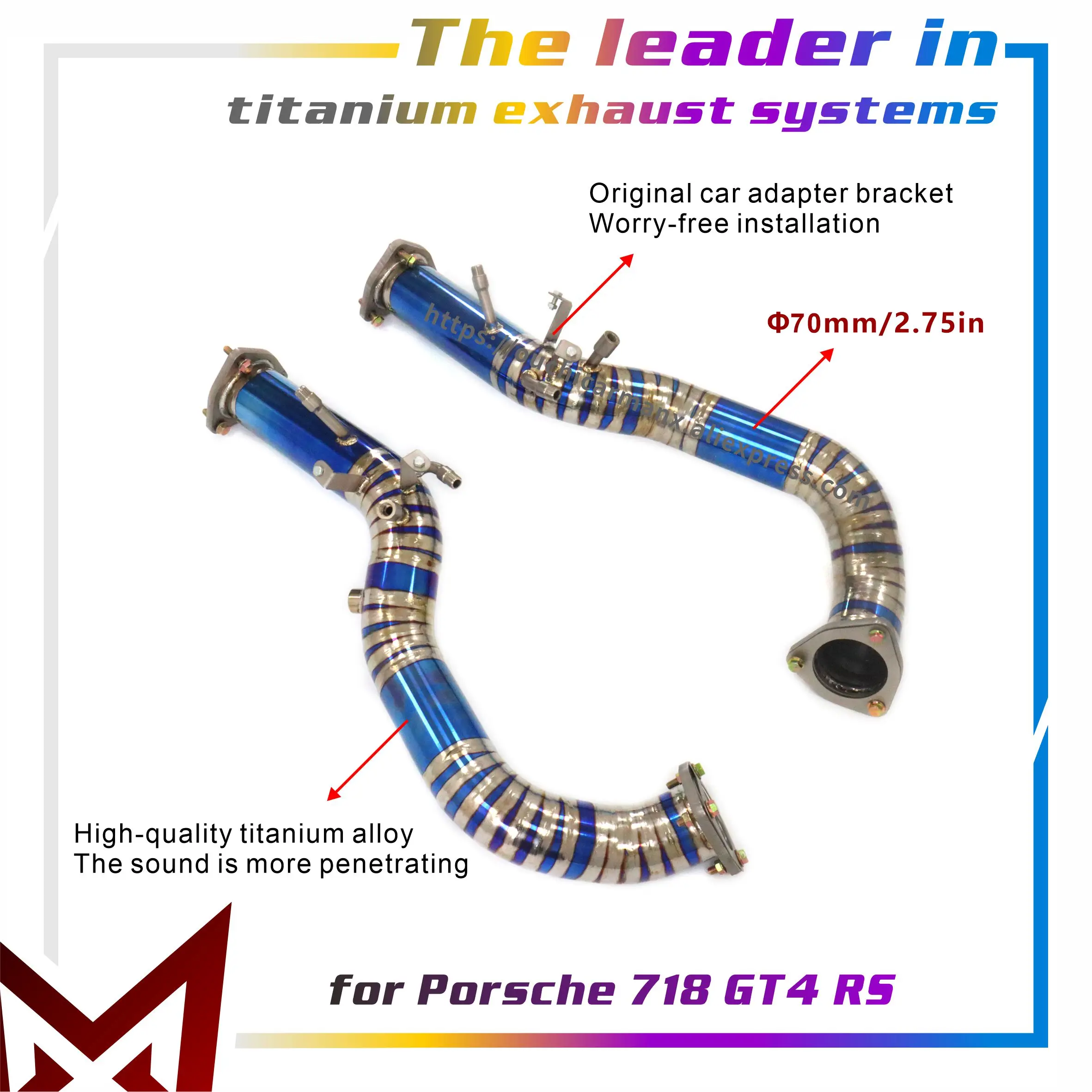

MANX for Porsche 718 GT4 RS Downpipe Ti Exhaust system with Catalytic Converter High performance