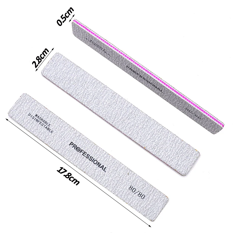 25/50PCS Professional Manicure Nail Files Buffer Sandpaper 80/100/180 Grit Double-sided Acrylic Lot For Nails Tools Size:7*1.1in