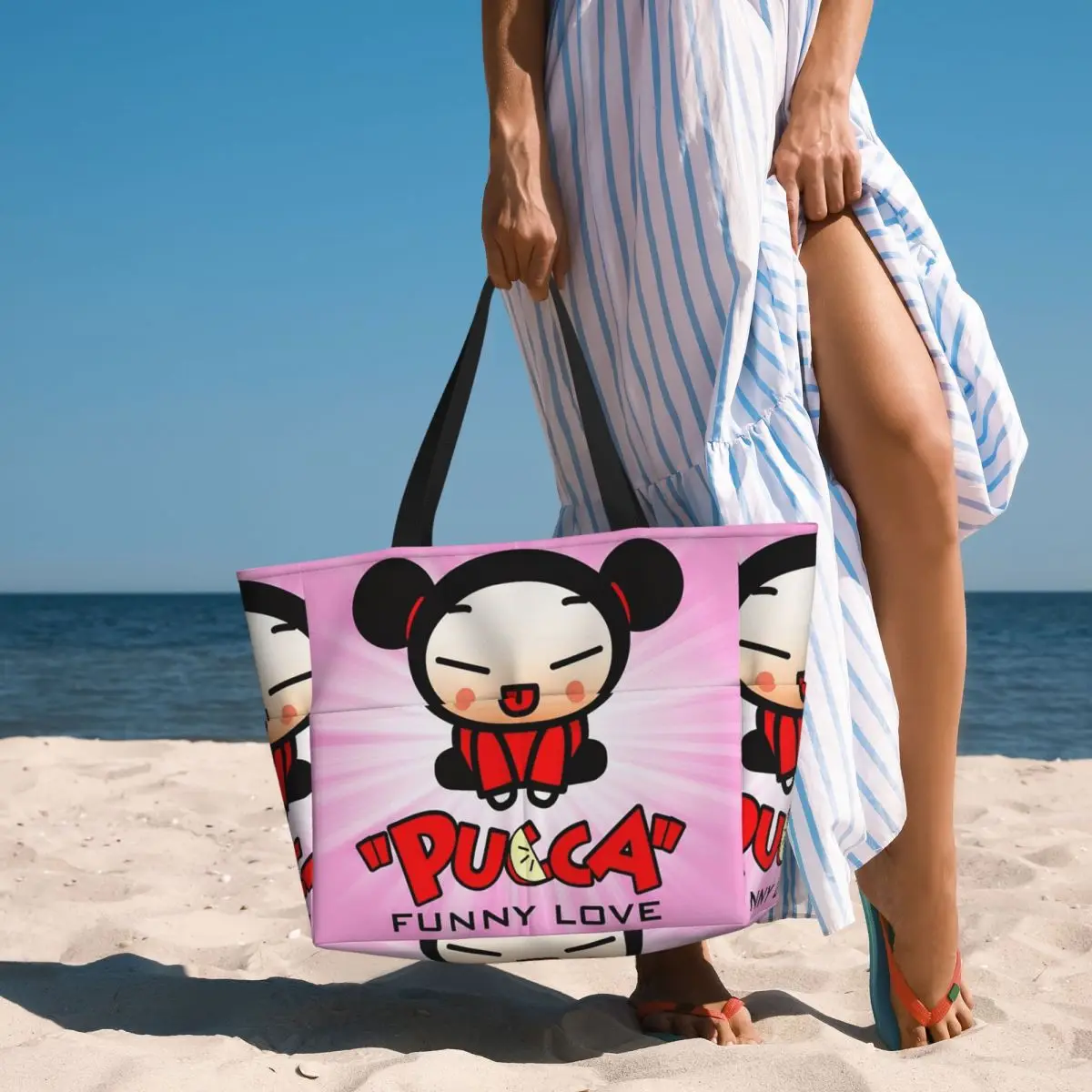 

Pucca 8 Beach Tote Bag Sport Gym Yoga Duffle Large Tote Bag Women Travel Bag Fitness bag