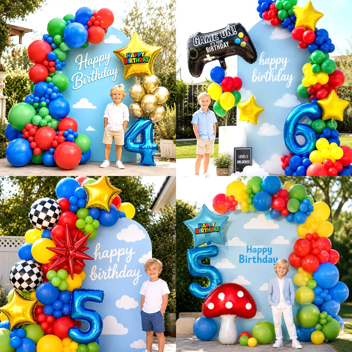 Wedding Superstar - 1 set Kırmızı Mavi Yeşil Mantar