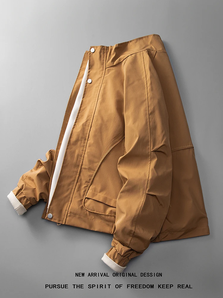 

Мужская куртка American Sle 2024, новинка весны и осени, модная повседневная рабочая одежда с воротником-стойкой, универсальный топ для отдыха, ветрозащитный длинный S...