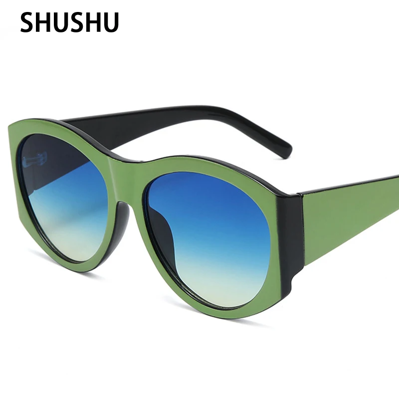 

B112 Vintage Green Oversized Round Women's Sunglasses 2022 New Men's Oval Outdoor Sunshade Sunglasses UV400 Shades