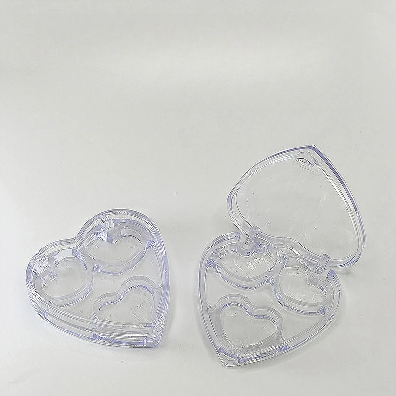 

10pcs Heart-Shaped Tri-Color Empty Makeup Palette, PS Plastic Refillable Case for Blush Highlighter & Lipstick