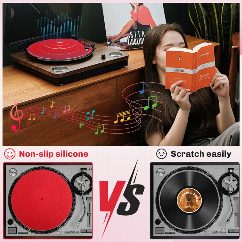 295Mm Silicone Turntable Mat Anti-Vibration Slipmat Record Mat For LP Vinyl Record Player Audio Replacement Accessory