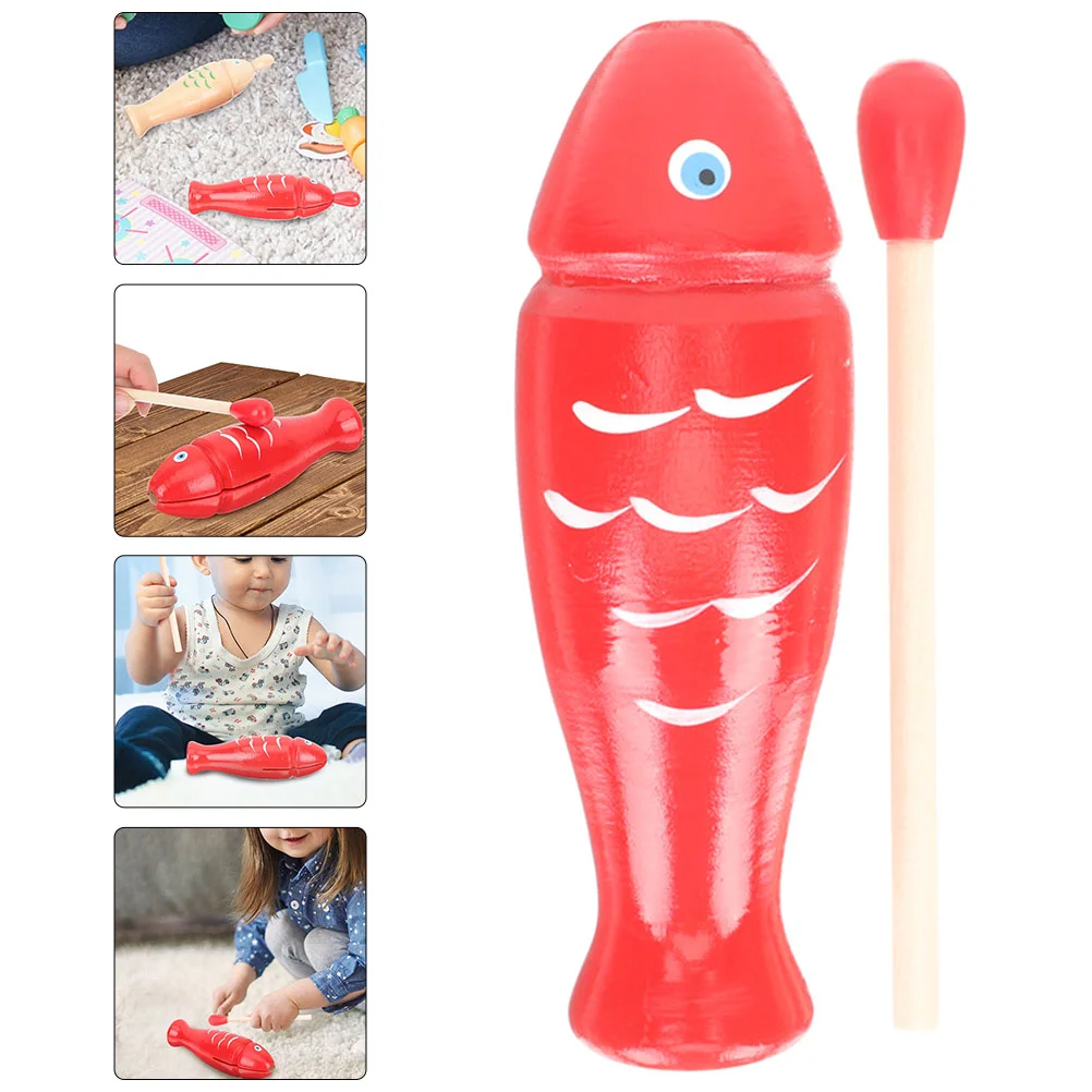 Small Wooden Fish Kids Percussion Toy Shaped Musical Instrument Instruments Child