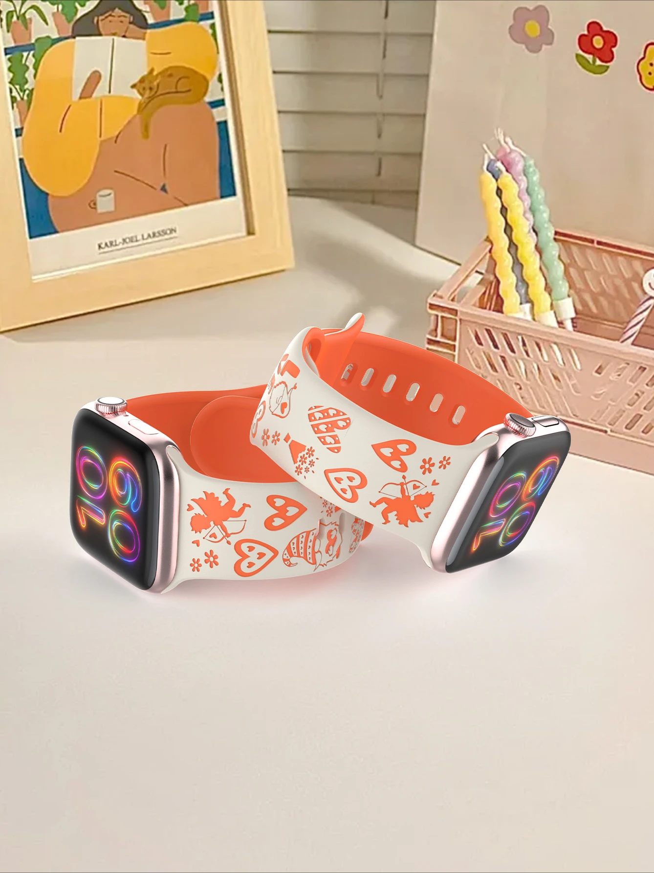 Soft watch band for Apple Watch 40/41/42/44/45/46/49mm,Women's Heart Angel Comfortable Silicone Strap, for Series 11 10 987 654 - view 4